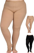 Up to 7XL Plus Size Compression Pantyhose 20-30mmHg for Women with Open Toe | 5X-Large | Beige — 1