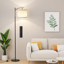 Ambimall 60" Floor Lamp with Remote and Stepless Dimmable Bulb, Black Pole — 1