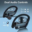 bmani Ear Buds Wireless Earbuds Bluetooth Headphones with 80H Playtime LED Display Case, Over-Ear Hook with Mic, Stereo Sound, Easy Button Controls, Sports Earphones for Running Workout Gym Black photo 4