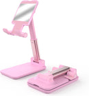 Cell Phone Stand, Adjustable Angle and Height Cell Phone Holder for Desk, Foldable and Portable, Anti-Slip Silicone Pad, Compatible with All Mobile Phones and 4-8 Inch Devices, Pink photo 1