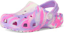 Crocs Unisex-Child Classic Watercolor Marbled Clog | 3 Little Kid | Pink Crush/Multi Glow in the Dark — 7