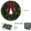 24 Inch 2FT Christmas Wreath, 30 LED Lights Christmas Wreaths for Front Door with Bow Red Berries Pine Cones, Prelit Timer Home Decor, Xmas Wall Windows Decorations Indoor Outdoor — 5
