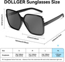 Dollger Oversized Square Sunglasses for Women Big Large Wide Trendy Shades | H: Black+transparent Brown — 8