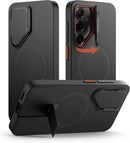 SURITCH for Samsung Galaxy S25+ Plus Phone Case, Magnetic Shockproof Protective Cover with Camera Cover & Adjustable Metal Kickstand for Galaxy S25+ Plus(2025)-Black — 1
