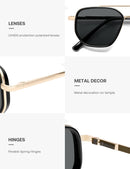 SOJOS Retro Polarized Aviator Sunglasses for Women Men Trendy Square Shades | Shiny Black&gold — 5