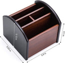 MaxGear Remote Control Holder Caddy, Wooden Desk Organizer, 4 Compartments — 5