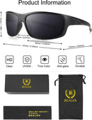 BEALER Polarized Sports Sunglasses for Men Lightweight TR90 Frame Sun Glasses Driving Cycling Fishing UV Protection Shades | Matte Black Frame/Grey Lens | 62 Millimeters — 6