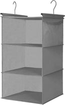 MAX Houser 3 Tier Shelf Hanging Closet Organizer, Space Saver,Closet Hanging Shelf with 2 Sturdy Hooks for Storage, Foldable (Grey) — 1