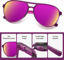 KUGUAOK Polarized Aviator Sunglasses for Women Men Sports Style UV400 Protection Running Sun Glasses Vintage Trendy Shades | Black+leopard+green Frame Red+purple — 5