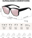 Wzerry Polarized Over Glasses Sunglasses for Women Men with Large Shades | Black/Grey + Black/Blue + Black/Pink — 4