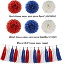 Red White Blue Party Decorations - 23pcs Tissue Paper Flower Pom Poms Tassel Garland Pennant Banner Flags Streamers Patriotic 4th of July American Independence National Day Graduation Birthday Decor — 2