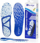PowerStep Bridge, Flexible Arch Insoles, Comfort Memory Foam Insert, Plantar Fasciitis Pain Relief, Adaptable Arch Support, Neutral Arch, Shoe Inserts, Unisex (Men 8-9.5, Women 9-10.5) - Blue/White — 1