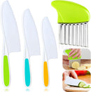 TAORISH 4 Pcs Kids Knife Set, Kids Kitchen Knife with Crinkle Cutter, Serrated Edges Plastic Toddler Chef Knife for… — 1