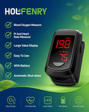 HOLFENRY Pulse Oximeter Fingertip - Large Display Oxygen Monitor Fingertip with Fast 5-8s Reading for SpO2/Heart Rate/PI, Accurate Pulse Ox for Home/Sports/Travel, Batteries & Lanyard Included — 2