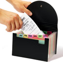H4D Coupon Receipt Holder, 13 Pocket Accordion File Folder, 7 x 4.5, Black — 1
