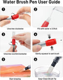 JusArt Water Brush Pens 12-Pack Leak-Proof Refillable Watercolor Pens | 12 Pcs Red — 6