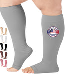 Mojo Toeless Compression Socks for Women and Men 20-30 mmHg Open Toe - AB211 | 4X-Large | Grey — 1