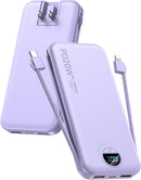citicr Portable Charger 10000mAh PD20W w/Built-in Cables & Wall Plug Purple photo 1