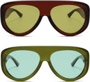 Trendy Aviator Sunglasses Womens Mens Oversized 90s Shades AR82372 | 06. Brown/Green+green/Light Green | 56 Millimeters — 2