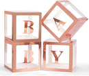 Voircoloria Baby Boxes with Letters, Rose Gold, 4 Transparent Balloon Boxes — 1
