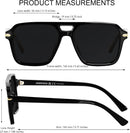 Retro Square Aviator Polarized Sunglasses Womens Mens Vintage Pilot Shades | Super Dark Black | Polarized Category 4 Lens — 6