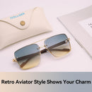 Dollger Square Aviator Sunglasses for Men and Women Fashion Metal Vintage Gradient Shades Sunglasses UV400 Protection | B:gradient Yellow | 60 Millimeters — 2