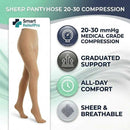 Sheer Compression Pantyhose For Women, 20-30 mmHg Support, Sheer, Silky-Soft Compression Pantyhose With Non-Bulky Comfort | Small | Beige — 6