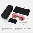 SUNGAIT Polygon Aviator Sunglasses for Men Polarized Trendy Square Sun Glasses Retro Pilot Shades UV Protection | Amber/Pink — 6