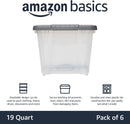 Amazon Basics Plastic Storage Containers with Secure Latching Lids, Stackable Organization Bins, Clear/Grey, 19 Quart, Set of 6 — 2
