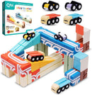 QBI Magnetic Cube Track Set, 4-in-1 Race Car Track Blocks for Kids Ages 3+ — 1