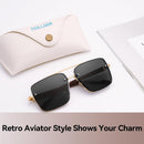 Dollger Square Aviator Sunglasses for Men and Women Fashion Metal Vintage Gradient Shades Sunglasses UV400 Protection | B:black | 60 Millimeters — 2
