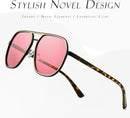 SUNGAIT Polygon Aviator Sunglasses for Men Polarized Trendy Square Sun Glasses Retro Pilot Shades UV Protection | Amber/Pink — 4