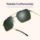 ZENOTTIC Polarized Aviator Sunglasses for Men: UV400 Protection Trendy Anti-Glare Shades - Driving Fishing Golf Fashion | Gold Frame Green Lenses — 5