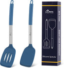 HOTEC Silicone Spatula Set of 2 Heat-Resistant 600°F & BPA-Free Kitchen SaptulaTurner with Stainless Steel Handles,… — 1