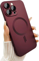 ankofave Magnetic for iPhone 15 Pro Phone Case for Women, Matte Luxury Soft Metallic Luster Design with Camera Lens Protector, Compatible with Magsafe Case for iPhone 15 Pro 6.1"-Red Wine — 1
