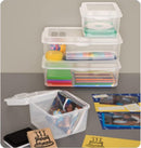 Sterilite FlipTop, Stackable Small Storage Bin with Hinging Lid, Plastic Container to Organize Desk at Home, Classroom, Office, Clear, 1-Pack — 8