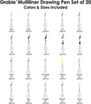 Grabie Micro Fineliner Pens, Set of 20 Multicolor Waterproof Drawing Pens | 20-Multicolor — 2