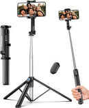 Fuloview 67” Selfie Stick Tripod for iPhone, Lightweight Travel Phone Tripod with Wireless Remote, Extendable Cell Phone Stand for Photography, Video & Live Streaming – Black photo 1