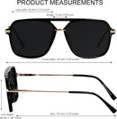 Aviator Sunglasses for Women Men Polarized Retro Square Pilot Shades | Super Dark Black | Polarized Category 4 Lens — 6
