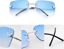knliwkm Rimless Rectangle Y2k Sunglasses for Women Men Cute Small Clear Frameless Tinted Lens 2000S Fashion Shades Butterfly | Silver, Gradient Blue — 5
