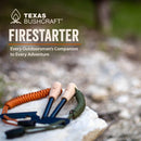 Texas Bushcraft Fire Starter - 3/8" Thick Ferro Rod with Striker and Paracord Wrist Lanyard – Waterproof Flint Fire Steel Survival Lighter for Your Camping, Hiking and Backpacking Gear | Burnt Orange — 2