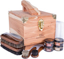 FootFitter Grand Cedar Shoe Shine Valet Set, Premium Leather Care Kit | Brown Creams — 1