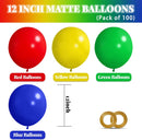 ASIYUHY Red Blue Green Yellow Balloons 100pcs 12 Inch Primary Color Balloon — 2