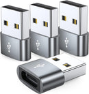 JXMOX USB C Female to USB Male Adapter 4-Pack, Type C to USB A Charger Cable Converter,Compatible with iPhone 11 12 13 14 15 16 17 Pro Max,iPad Pro Air 4 Mini 6,Samsung Galaxy S25 S24 S23 S22,Pixel photo 1
