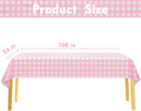 Kesfey 3 Packs Pink Gingham Tablecloth Pink and White Checkered Tablecloths 54 x 108 Inches Disposable Plastic Gingham Tablecovers Waterproof Rectangle Picnic Table Covers for Birthday Party Supplies — 4