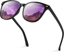 Polarized Sunglasses Womens Trendy Mirrored Shades UV400 Protection | A9. Black Frame/Purple Polarized Lens — 1