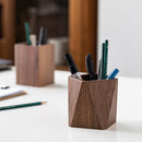 Black Walnut Wooden Pencil Box, Multiple-Use Desk Writing Stationary Organizer Wood Pen Holder Cups Office School Supplies Storage (Prismatic Shape) — 2