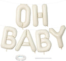 40 Inch Beige OH BABY Balloon for Baby Shower, Large Cream White Oh Baby Balloons Letters with Ribbon, Neutral Ivory Alphabet Oh Baby Balloon Banner Sign for Gender Reveal Backdrop Party Decorations | Cream - Oh Baby — 1