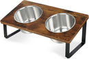 Elevated Dog Bowls for Small Medium Wood Dogs Raised Bowl Stand with 2 Stainless Steel Deep Dog Food and Water Bowls, Anti Vomit, Non-Slip Feeding Dishes(Tilted，3 inches in Height, 40oz — 1