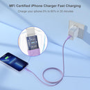 iPhone Charger Fast Charging Lightning Cable 6FT 3Pack[Apple MFi Certified] Long iPhone Charger Cord Nylon Braided USB Cable Compatible with iPhone 14/13/12 Pro Max/12Pro/11 3